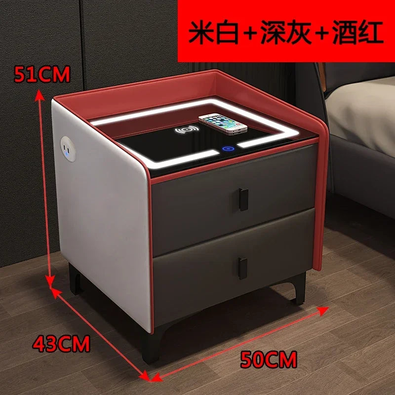 Storage Bedroom Bedside Table Smart Organizer Apartment Night Bedside Table Wooden Modern Tables De Nuit Home Furniture FY35XP