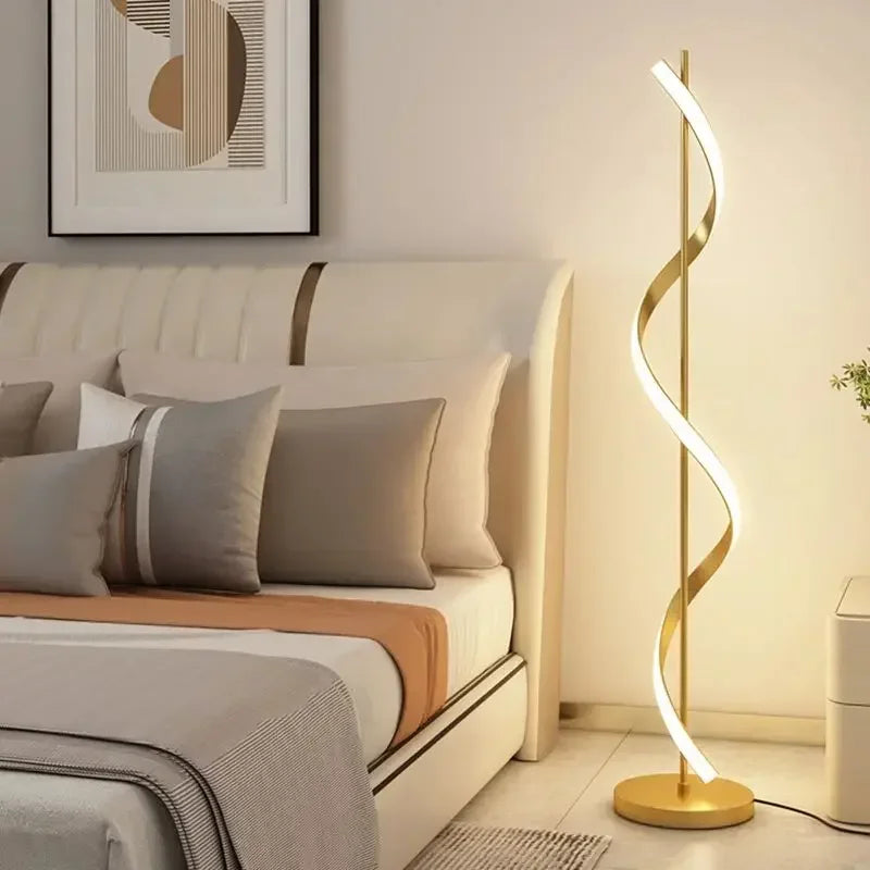 Modern LED Floor Lamp Geometric Line Tieyi Vertical  Luxury Line Design Light Bedroom Bedside  Indoor Home Decorative Fixture