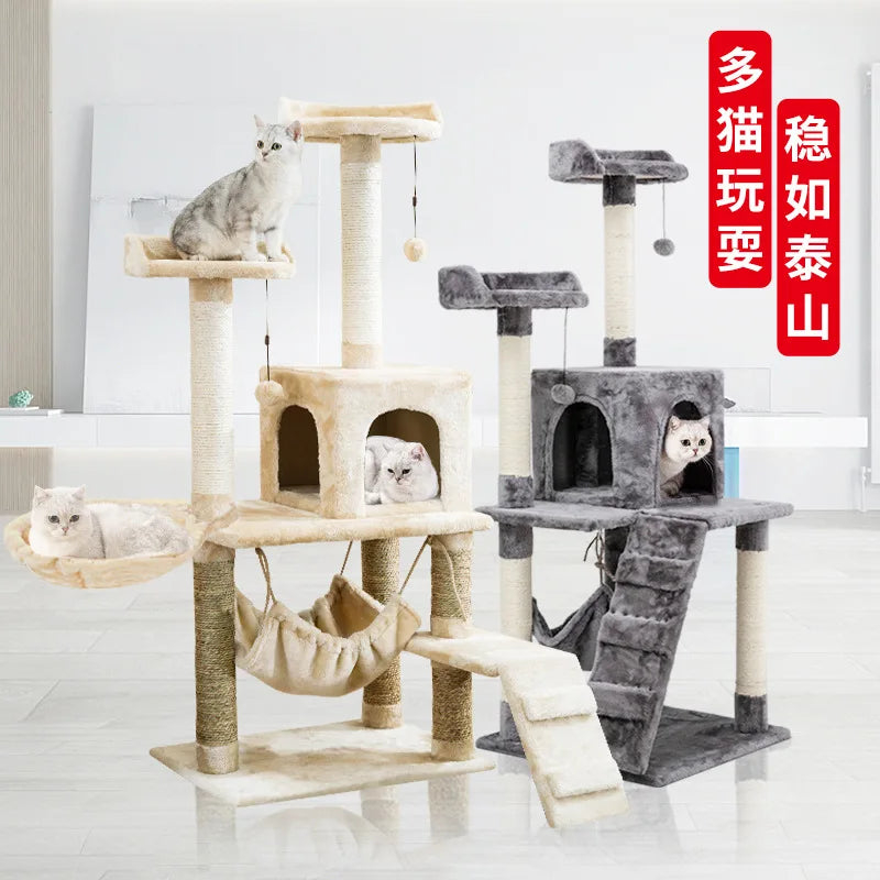 Large Cat Climb Pet Toys, Comfortable Cat Nest, Stable Cat Jump Rack, Four Layers Cat Trees, Mainland China None Wood