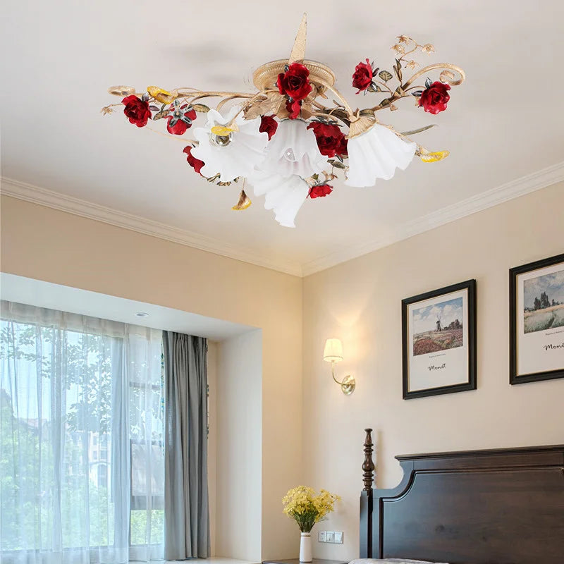 New American Rural Flower Kitchen Princess Girls Bedroom Ceiling Light Sitting Modern Led Light Ceiling Lamp For Living Room