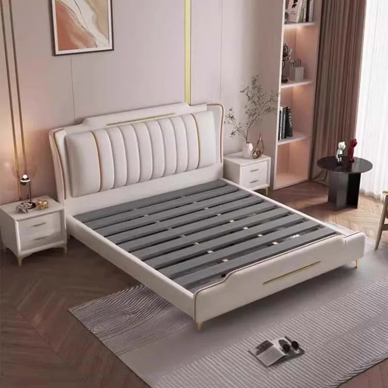 Multifonction Double Bed Queen Size Nordic Modern Lounge Bed Storage Luxury Camas Y Muebles Para El Hogar Home Furniture