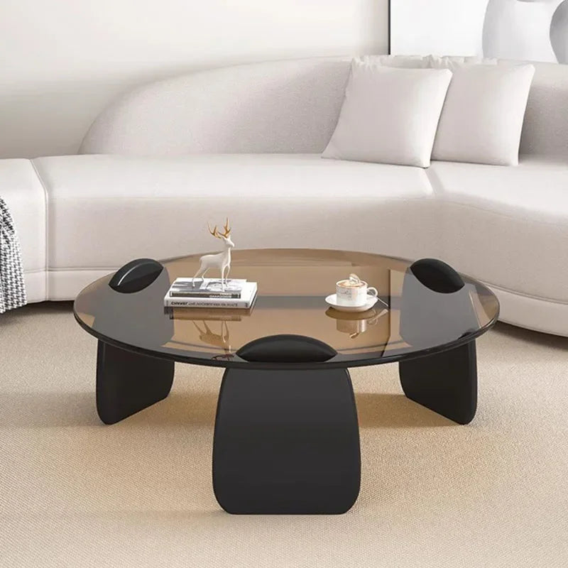 Glass Clear Coffee Table Modern Round Transparent Low Small Nordic Side Table Minimalist Hotel Mesa Auxiliar Furniture For Home