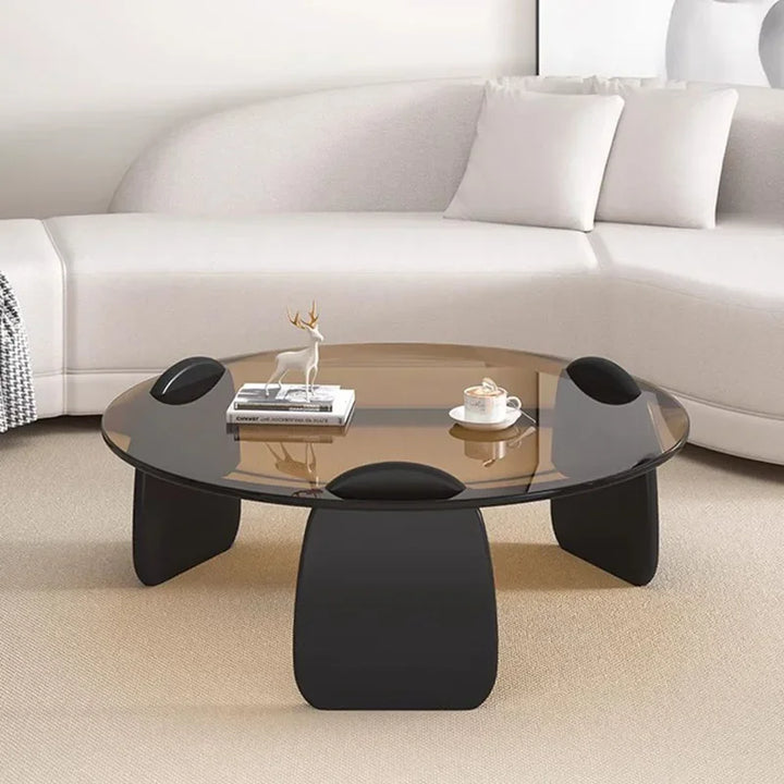 Glass Clear Coffee Table Modern Round Transparent Low Small Nordic Side Table Minimalist Hotel Mesa Auxiliar Furniture For Home