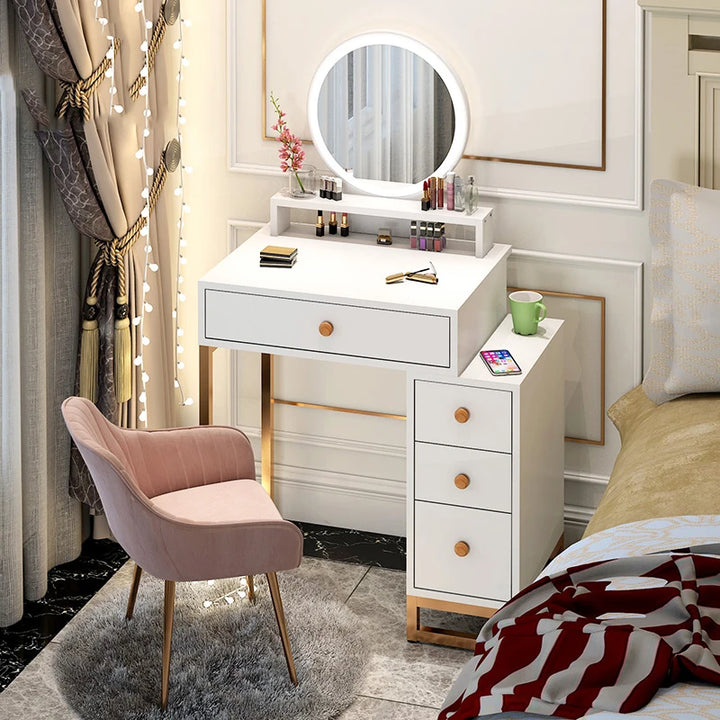 Storage Small White Dresser Bedroom Mobile Drawers Dressing Desk Light Vanity Mirror Coiffeuse De Chambre Bedroom Furnitures