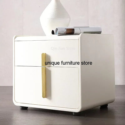 Nordic Style Solid Wood Bedroom End Table Modern Leather Bedside Table Home Storage Side Cabinet Hotel Nightstands