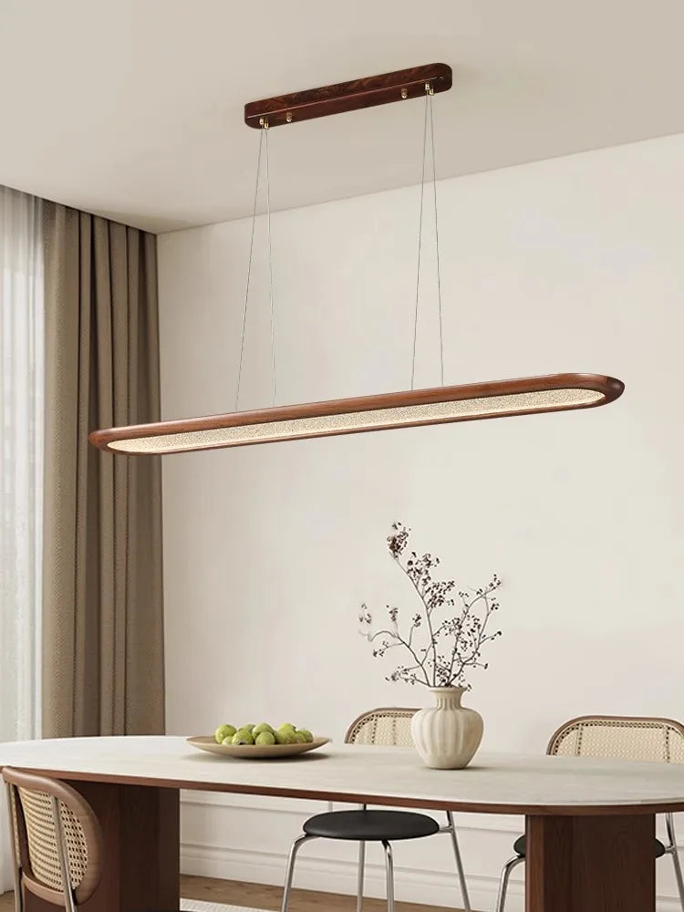 Modern Creative Walnut Pendant Lamp for Ceiling Long Dining Room Bar Chandelier Led Home Decor Light Fixture