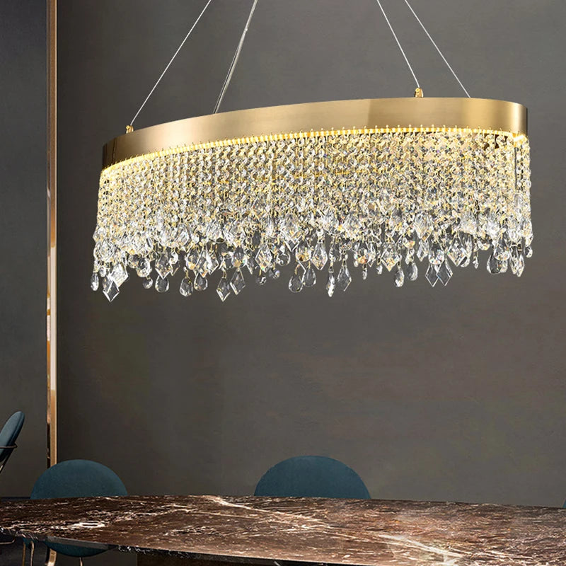 Modern Luxury Crystal Chandeliers Lights Pendant Hanging Lighting Fixture For Living Dining Room Kitchen Hotel Decoration Lamp