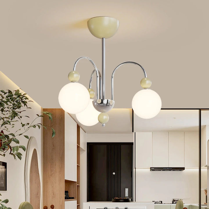 Modern Simple Ceiling Chandelier White Glass Ball for Kitchen Dining Restaurant Table Living Room Decor Bar Indoor LED Lighting