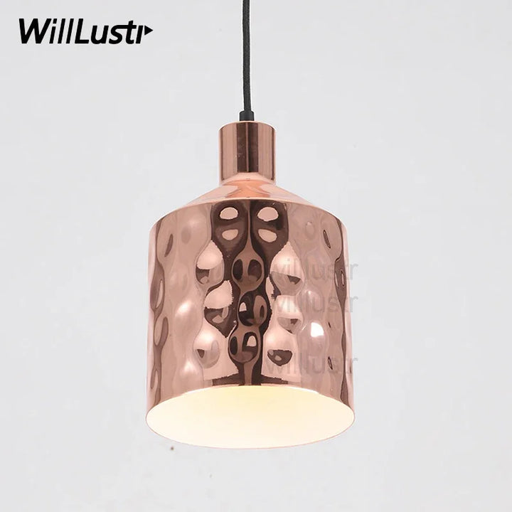 Copper Color Metal Pendant Lamp Polka Dots Wave Point Ceiling Chandelier Dinning Hall Hotel Restaurant Suspension Hanging Light