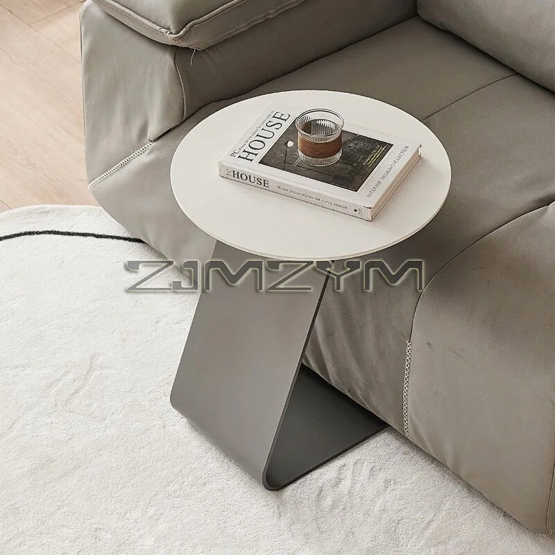 Light Luxury Modern Side Table Mini Corner Small Bedside Round Table Minimalist Rock Slab Table