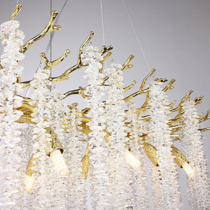 Modern Luxury Crystal Chandelier For Bedroom Living Room Dining Room Lounge Round Gold Ceiling Crystal Branches LED Chandelier