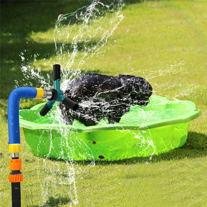 Summer Pet Dog Cooling Water Sprayer Showering Outdoor Cool Trampoline Nozzle Gun Garden Watering Animal Rotating Sprinkler