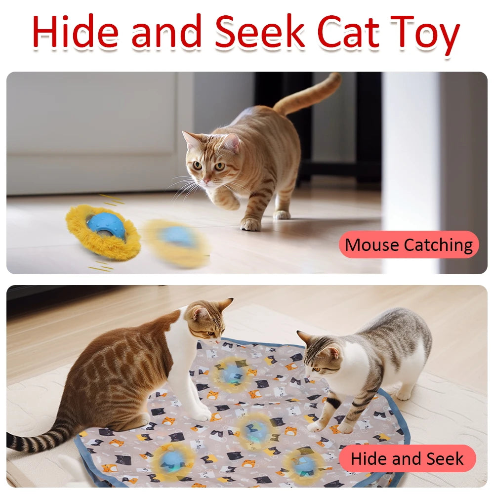 Rolling in Pouch Cat Toys Interactive Ball Hide and Seek Cat Catching Game Ball Motion Activate Chirping Smart Cat Toy Exercise