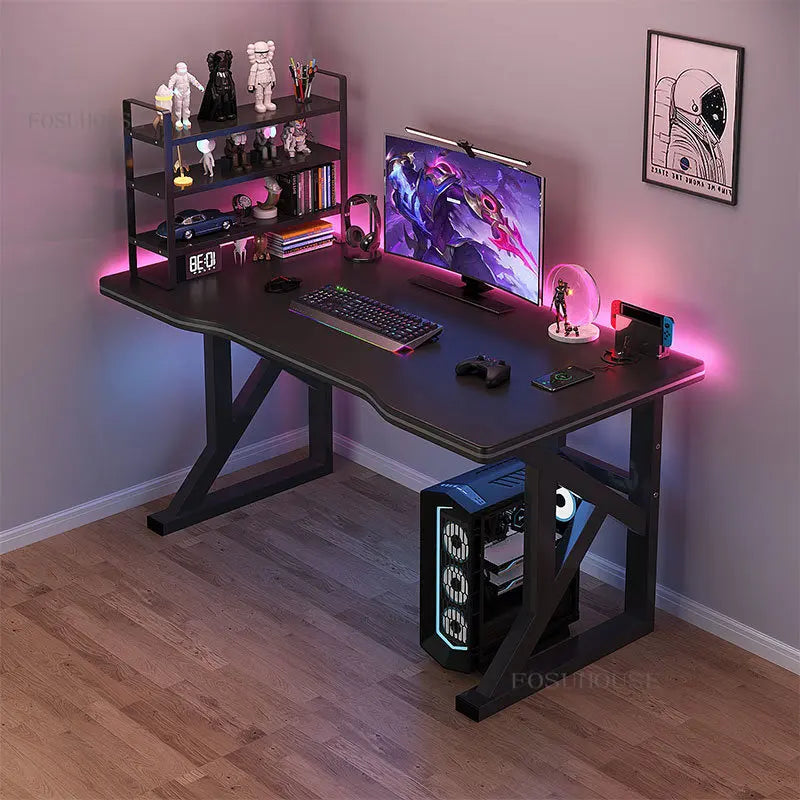 Light Luxury Iron Computer Desks Desktop Home Game Table Modern Simple Office Desk Gaming Table and Chair Set Office Furniture