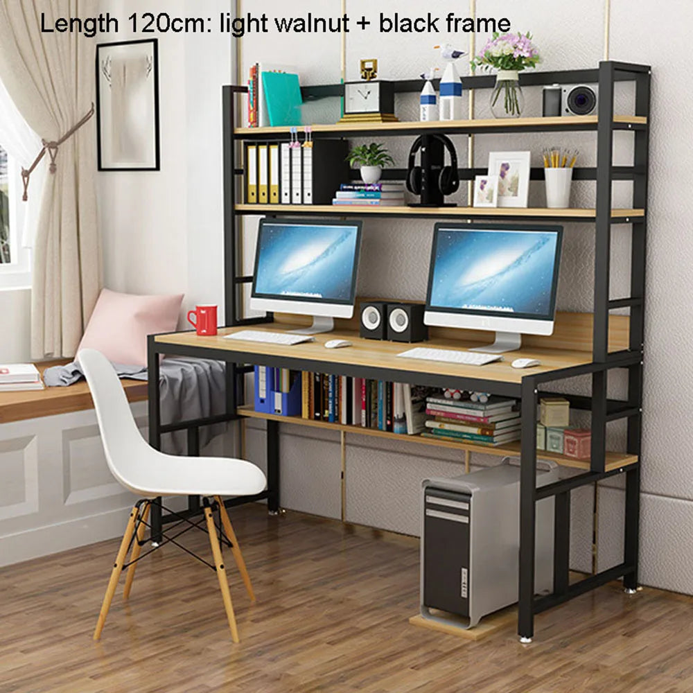 Office Minimalist Computer Student Table Household Desk One Body Board With Bookshelf Multi-Layer Storage Study Stable Study