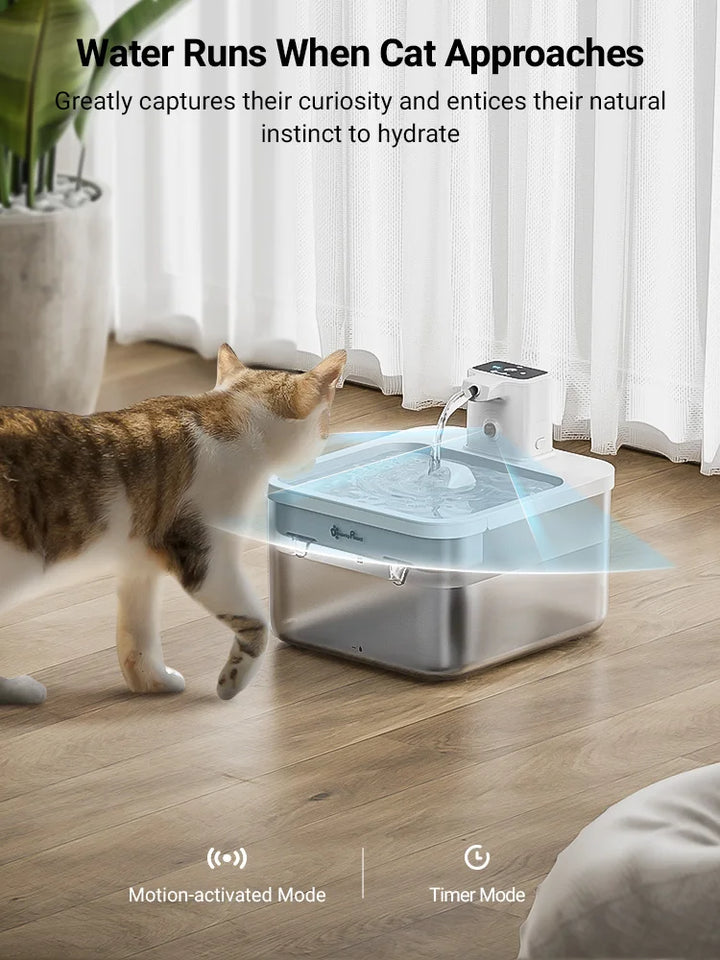 DownyPaws 2.5L Wireless Cat Water Fountain Battery Operated Automatic Pet Water Drinker with Motion Sensor Dog Water Dispenser