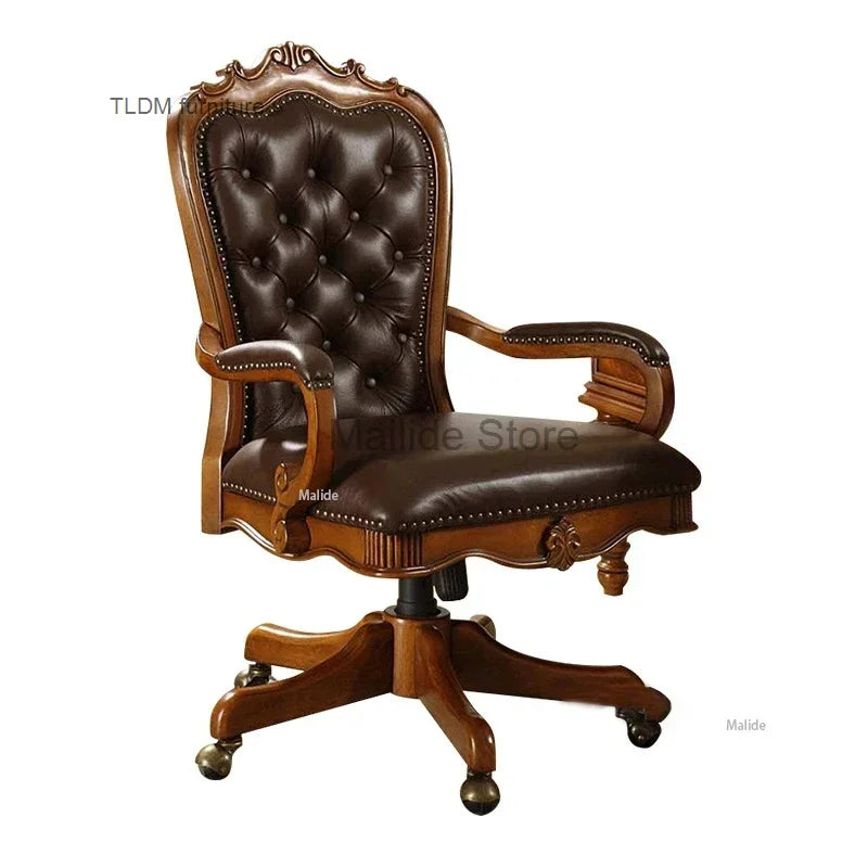 American Leather Office Chairs Modern Office Furniture Soft Cushion Backrest Chair Home Lift Swivel Armchair Retro Boss Chair