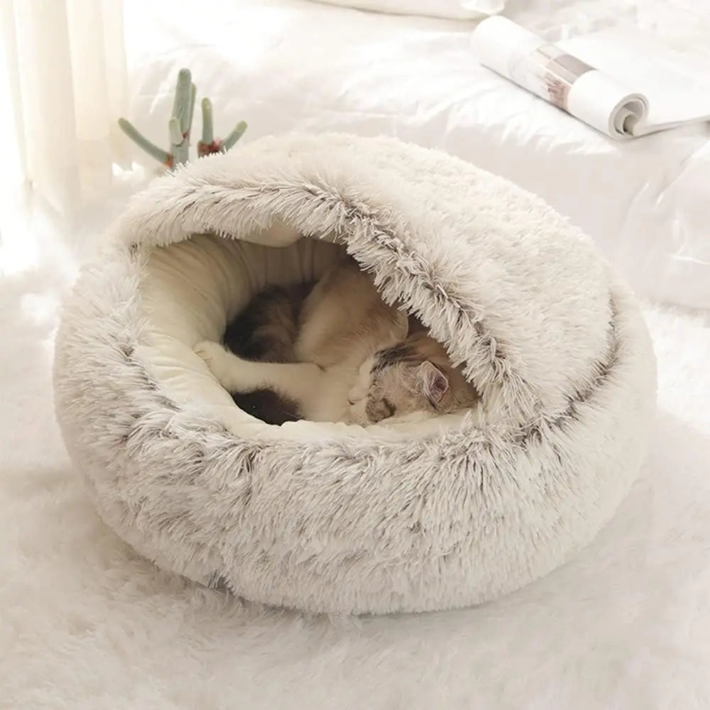 Calming Dog Bed Cat Bed with Snuggle Spot Plush Puppy Cave Bed | Fluffy Small Dog Bed Indoor Donut Cat Sleeping Bag | Light Weight Washable Pet Bed Cushion