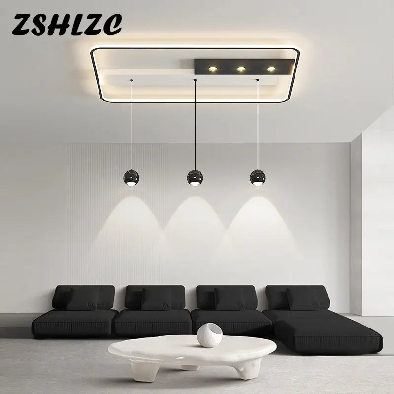 Modern Led Chandelier Luxury Ceiling Light For Living Dining Room Bedroom Kitchen Chandeliers Square Black White Fixtures AC220V