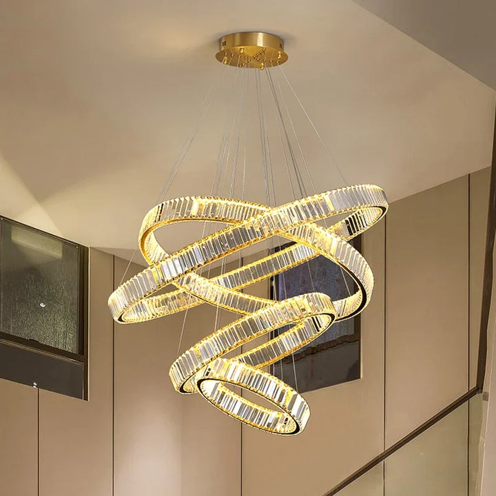 Round Luxury Crystal Chandeliers Lights LED Modern Pendant Lamps 40 60 80 100CM Hotel Hall Living Room Hanging Pendant Lighting