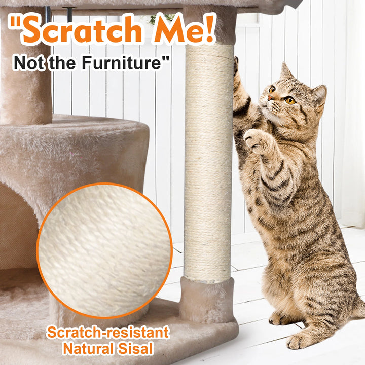 Multi-Layer Cat Tower Ladder Natural Sisal Scratching Post Climbing Jumping Toy Luxury Pet Cat Tree House Condo Furniture