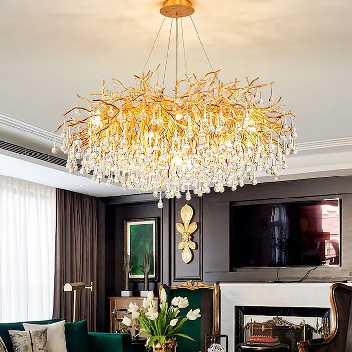 Modern Luxury Ceiling Chandelier Lighting Crystal Led Pendant Lamp Living Room Decoration Villa Water Drop Ceiling Chandeliers