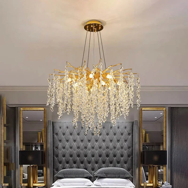 Modern Luxury Crystal Pendant Lamp Home Decoration Grape Bedroom Dining Living Room Ceiling Chandelier LED Lighting Fixtures