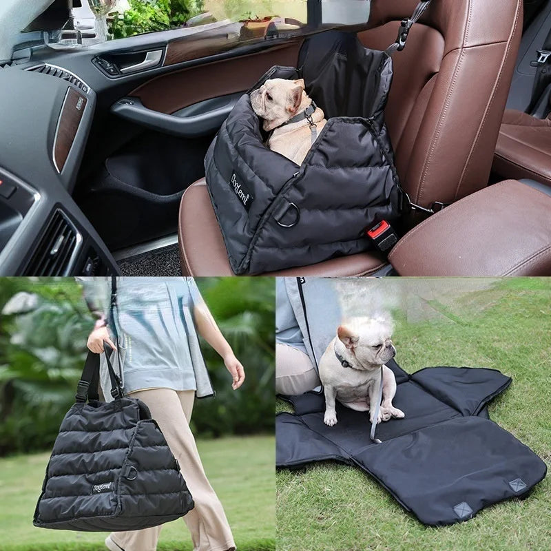 Multifunctional Pet Car Nest Portable Outdoor Dog Carrier Bag Black Luxury Pet Carrier Bag Travel Car Safety Seats for Dogs Gift