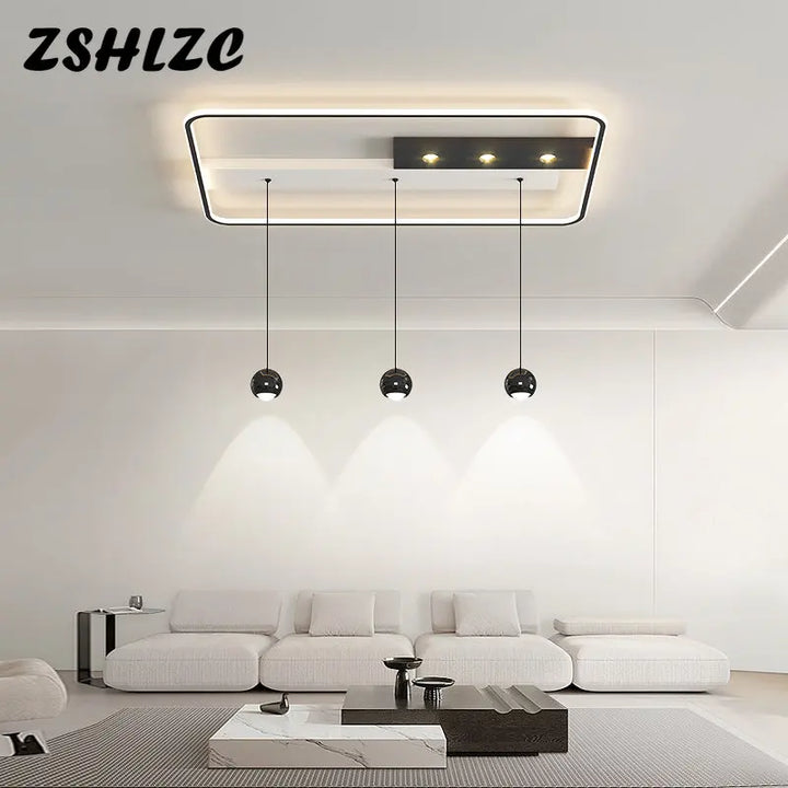 Modern Led Chandelier Luxury Ceiling Light For Living Dining Room Bedroom Kitchen Chandeliers Square Black White Fixtures AC220V