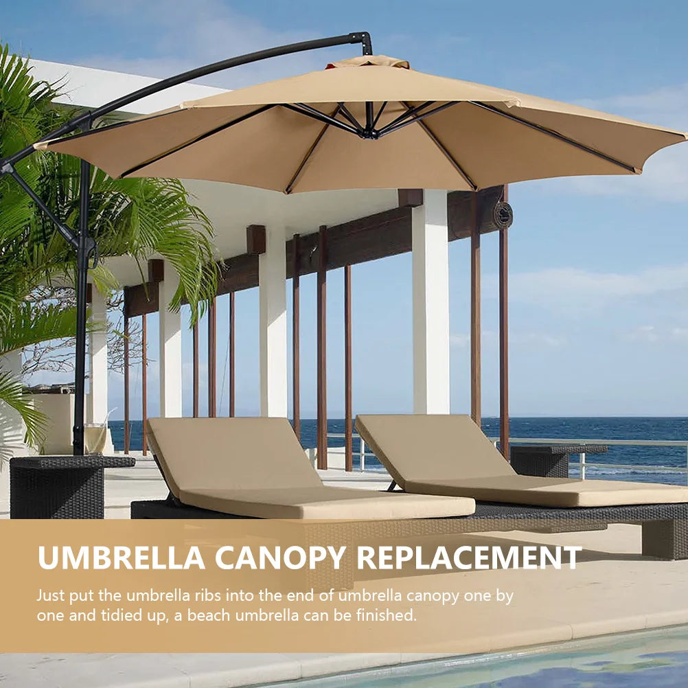 Umbrella Canopy Outdoor Cover Half Parasol Round Patio Sunshade Market Beach Fabric Offset Foot Cafe Fitting