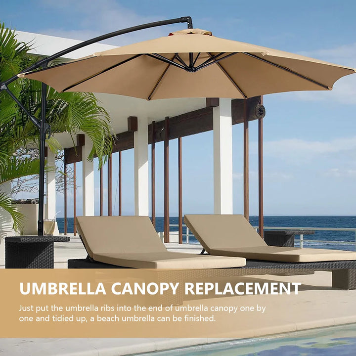 Umbrella Canopy Outdoor Cover Half Parasol Round Patio Sunshade Market Beach Fabric Offset Foot Cafe Fitting