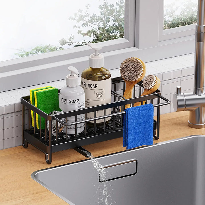 Stainless Steel Sink Shelf Self-draining Drain Rack Sponge Soap Towel Storage Holder for Kitchen Organizer Accessories