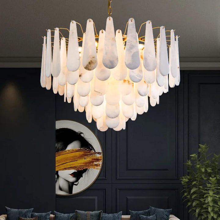 Nordic Marble Brass Ceiling Chandeliers Home Decoration Designer Luxury Big Hanging Lamps for Villa Dining Room