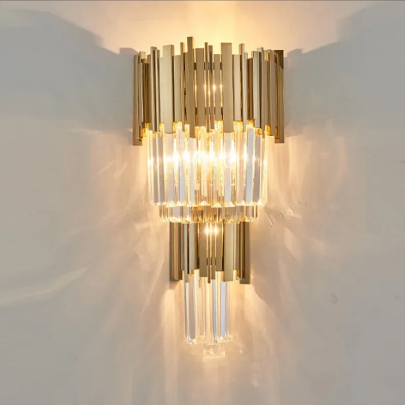 Gold LED Crystal Wall Lights Luxury Wall Sconces Bedside Lights Home Decor Wall Lamp Living Room Bedroom Aisle Corridor Lights