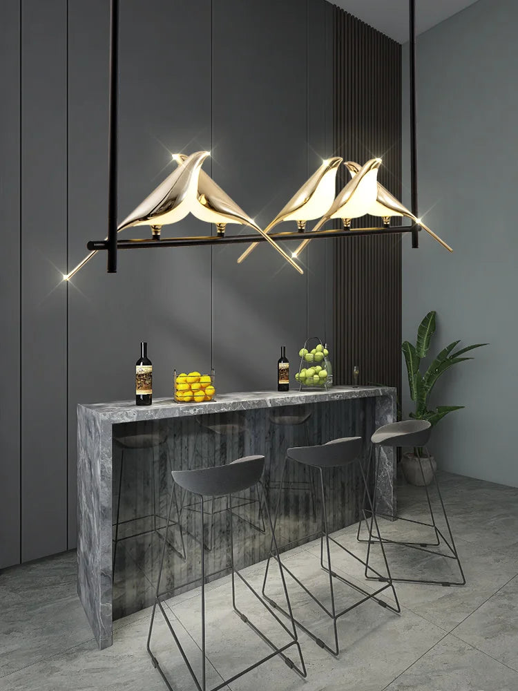 Modern Bird Living Room Chandelier Led Lighting Post-modern 6 Light Creative Bedroom Dining Kitchen Hanging Lamps Black lamp