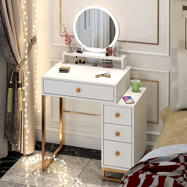 Storage Small White Dresser Bedroom Mobile Drawers Dressing Desk Light Vanity Mirror Coiffeuse De Chambre Bedroom Furnitures