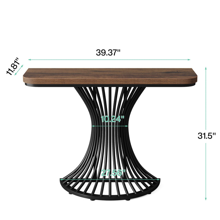 Tribesigns Console Table, Industrial Entryway Table with Geometric Metal Base, 39-Inch Small Sofa Accent Table for Entrance