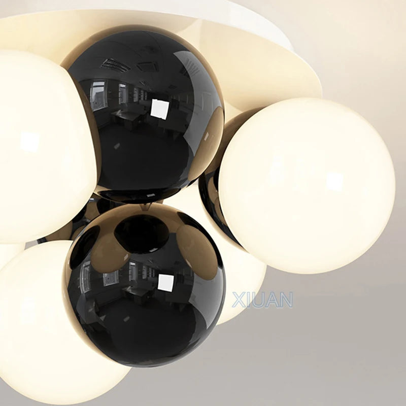 Nordic Round Ball Chandelier Light Bubble Bedroom Ceiling Lamps LED E27 Living Room Dining Room Chandeliers for Children's Room