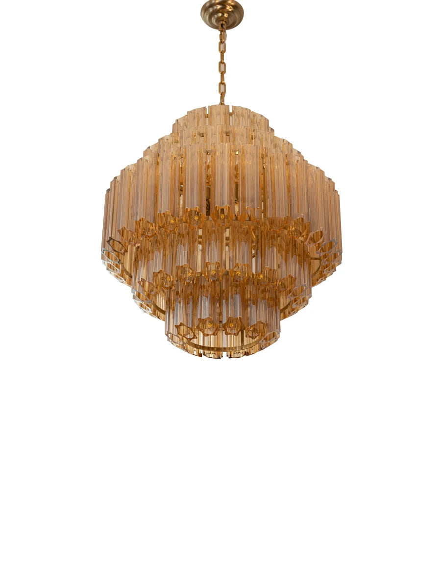 Nordic Luxury Amber Crystal Glass Chandeliers Led Home Decor Lighting Dining Room Ceiling Pendant Lamps