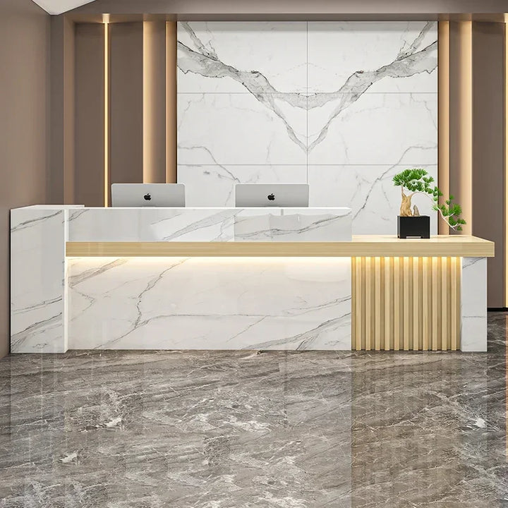 Luxury Store Reception Desks White Desk Reception Counter Standing Auxiliary Reception Balcao Pra Loja Midseni Modern Furniture