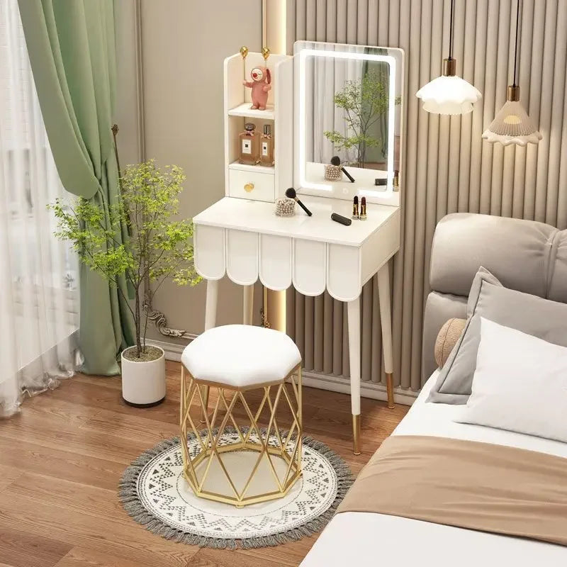 Storage Cabinet Vanity Desk Stool Mirror Modern Makeup Vanities Organizer White Mueble De Dormitorio Furniture Dressing Table