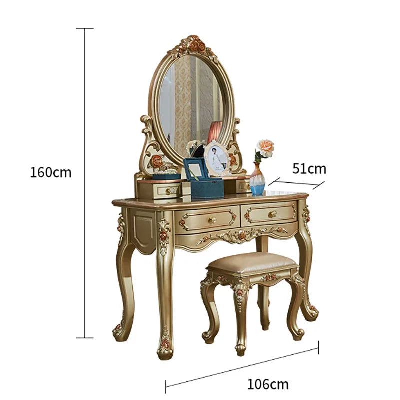 Luxury Nordic Gold Dressing Tables Makeup Mirrors Multifunctional Storage Dressing Table Set Bedroom Schminktisch Furnitures