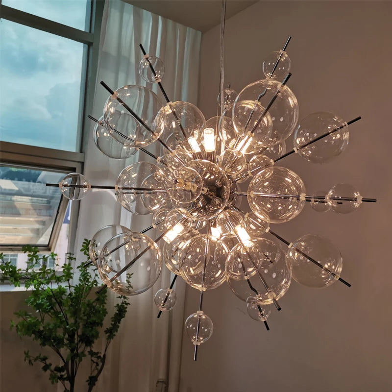 Nordic Led Home Decoration Chandelier Modern Sea Urchin Dandelion Pendant Ceiling Lamp Glass Lampshade Dining Room Bedroom Light