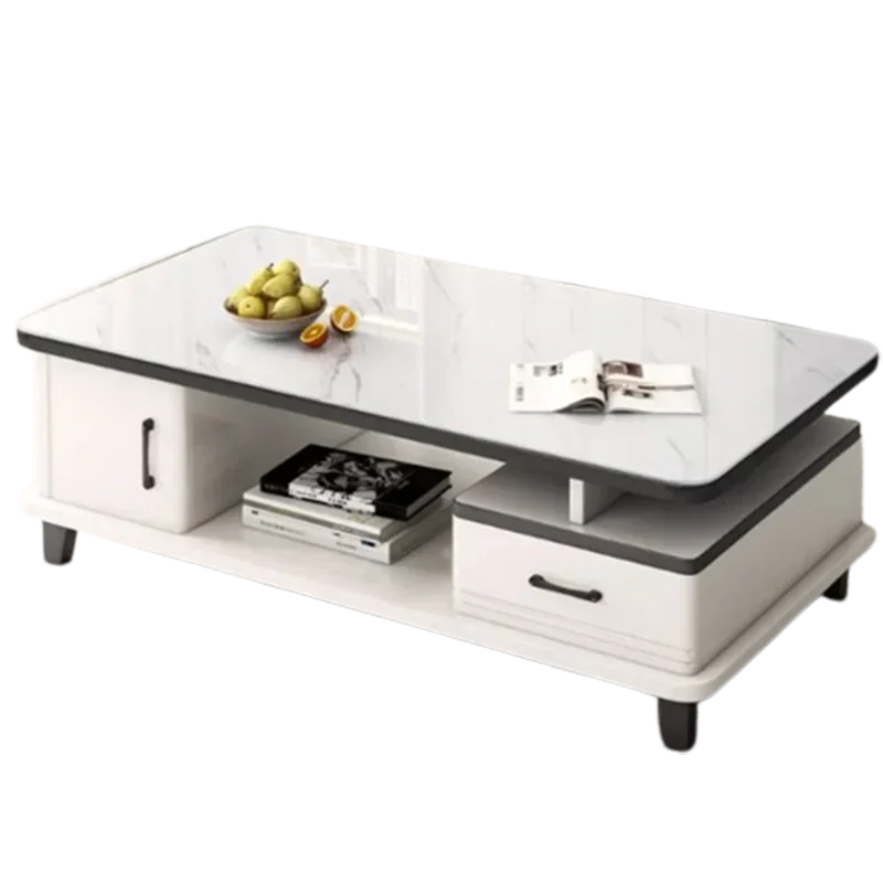 Rectangle Aesthetic Storage Coffee Table Luxury Simple Ornaments Minimalist White Coffee Table Nordic Mesa Auxiliar Home