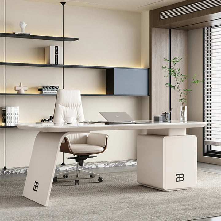 Modern Simple Office Desks Light Luxury Rock Plate Design Advanced Domestic Study Office Desks Escritorios Work Furniture QF50OD