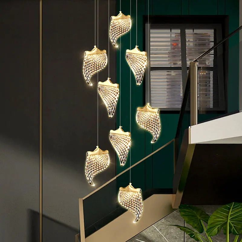 LED Chandelier Staircase Hanging Light Fixture Lamp Loft Lighting for the Living Room will Ceiling Pendant Lamp for Dining Room