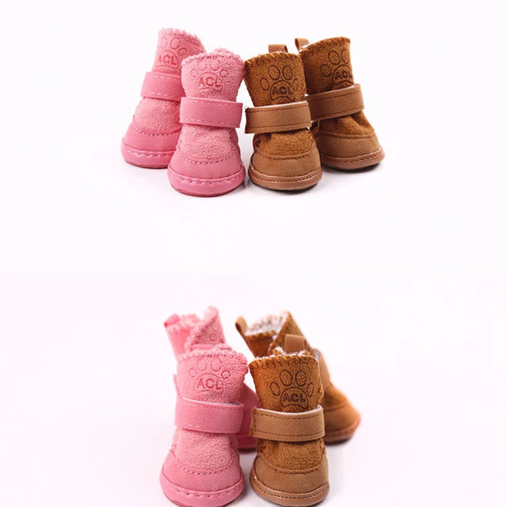 4pcs/set Pet Dog Shoes Winter Warm Shoes for Small Medium Dogs Anti-slip Puppy Rain Snow Boots Cat Dog Walking Sneakers