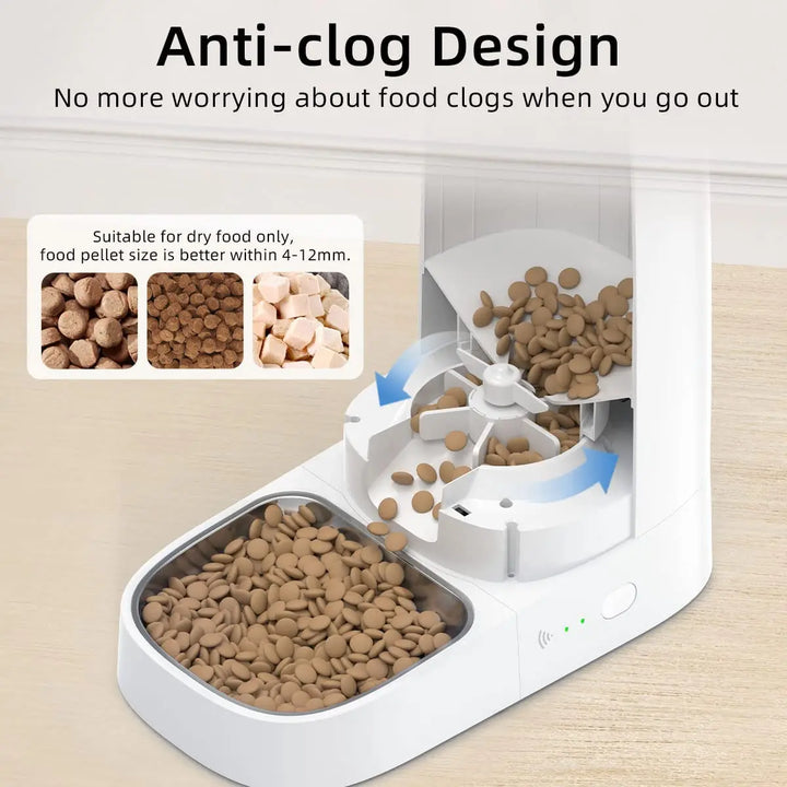 ROJECO Automatic Cat Feeder Pet Cat Food Kibble Dispenser Pet Smart WiFi Remote Control Auto Feeder For Cats Dog Accessories 4L