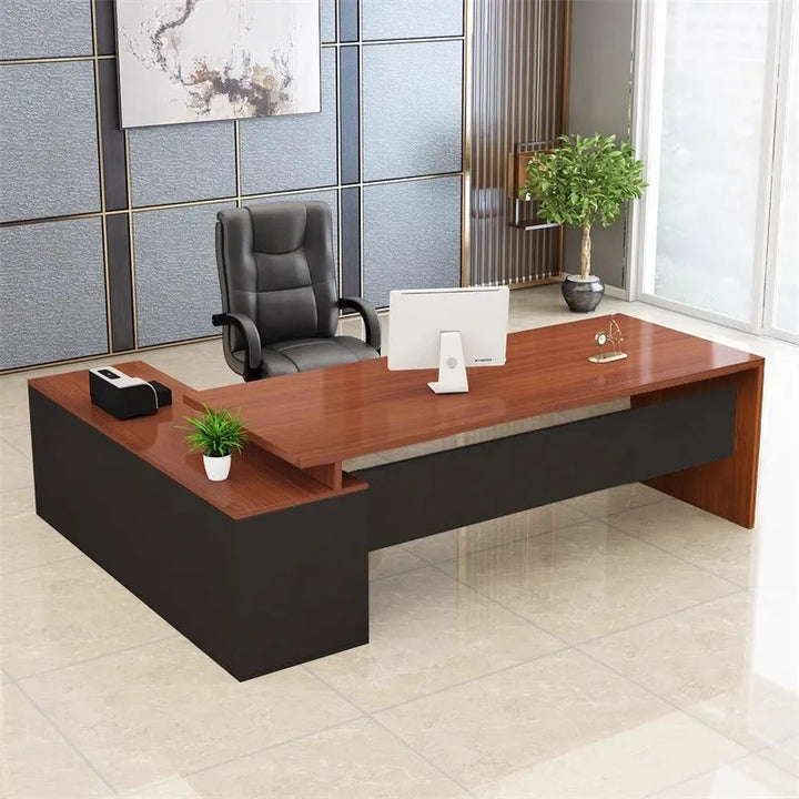 Executive Corner Office Desk L Shaped Shelf Standing Reception Computer Desks Storage European Mesa Escritorio Modern Furniture