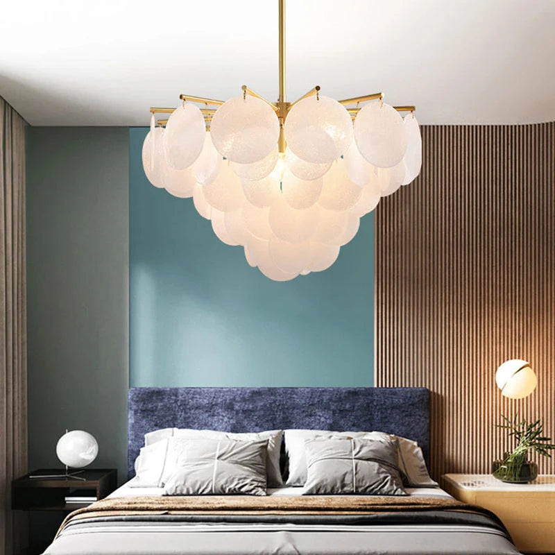 Modern Luxury LED Chandeliers Diamond Glass Pendant Lamp Metal Hanging Light For Living Bedroom Ceiling Lustre Home Decoration